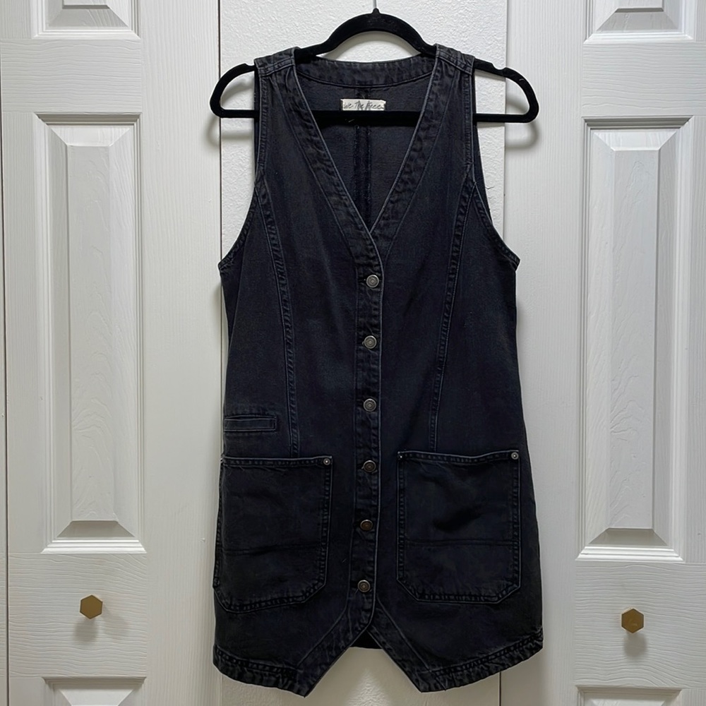 Free People Out Of Office Vest Denim Dress - Size M